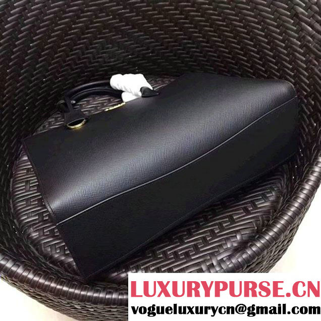 Prada Bibliothèque Saffiano Leather Bag 1BA153 Black 2017 (GYF-7120844 )