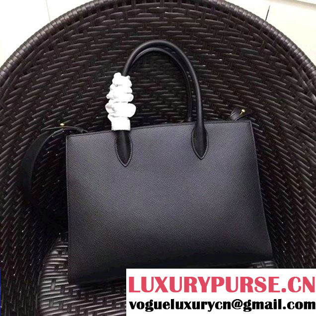 Prada Bibliothèque Saffiano Leather Bag 1BA153 Black 2017 (GYF-7120844 )