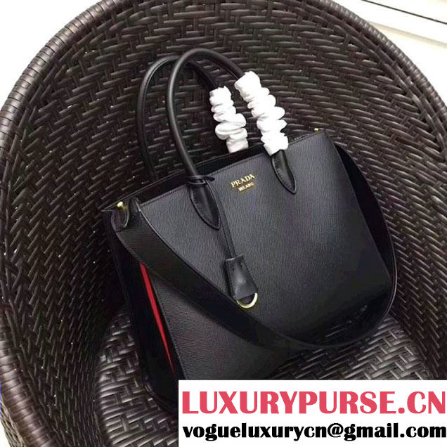 Prada Bibliothèque Saffiano Leather Bag 1BA153 Black 2017 (GYF-7120844 )