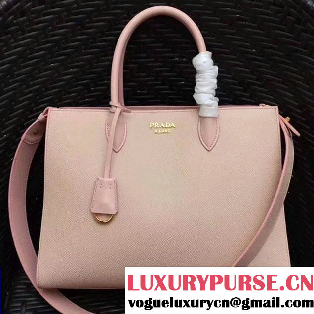 Prada Bibliothèque Saffiano Leather Bag 1BA153 Light Pink 2017 (GYF-7120843 )