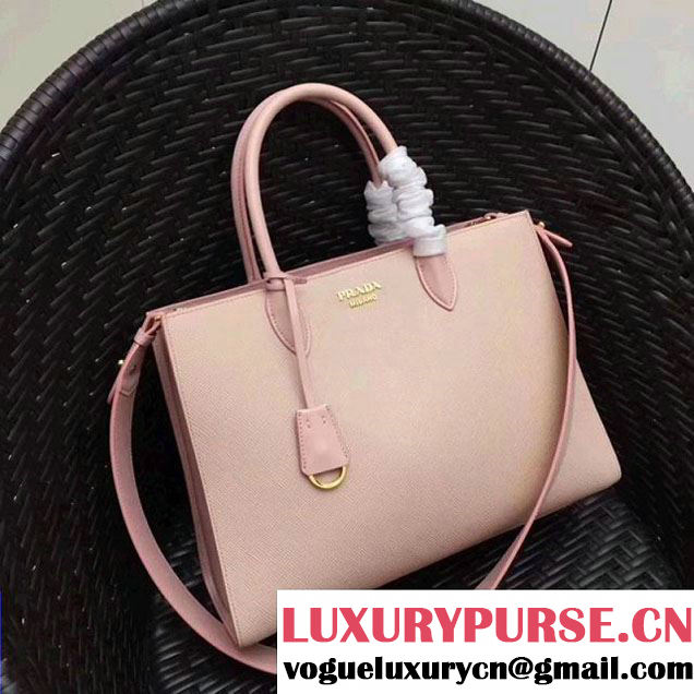 Prada Bibliothèque Saffiano Leather Bag 1BA153 Light Pink 2017 (GYF-7120843 )