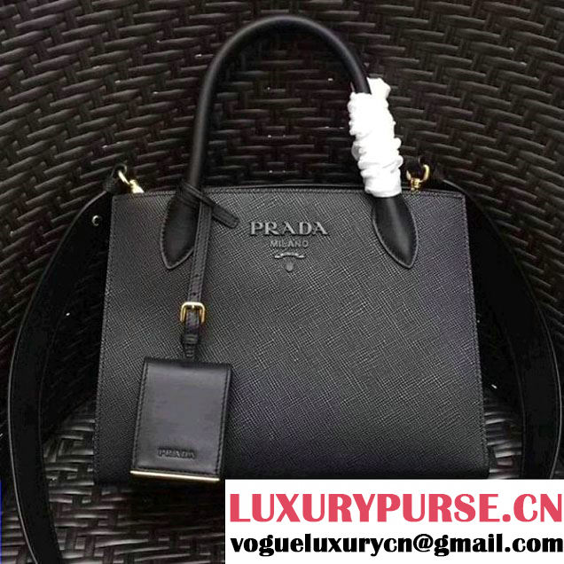 Prada Monochrome Saffiano Leather Bag 1BA156 Black 2018 (GYF-7120842 )