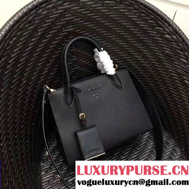 Prada Monochrome Saffiano  Leather Bag 1BA156 Black 2018 (GYF-7120842 )