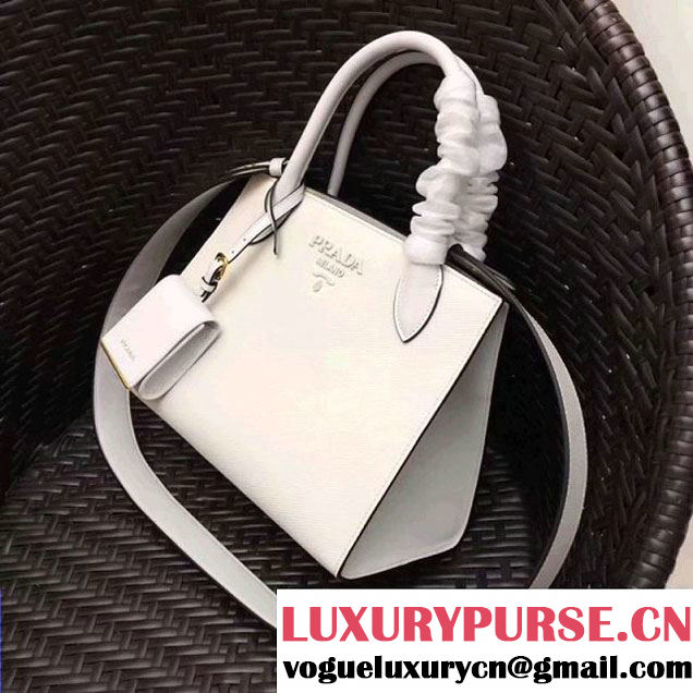 Prada Monochrome Saffiano  Leather Bag 1BA156 White 2018 (GYF-7120840 )