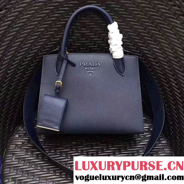 Prada Monochrome Saffiano Leather Bag 1BA156 Deep Blue 2018 (GYF-7120839 )