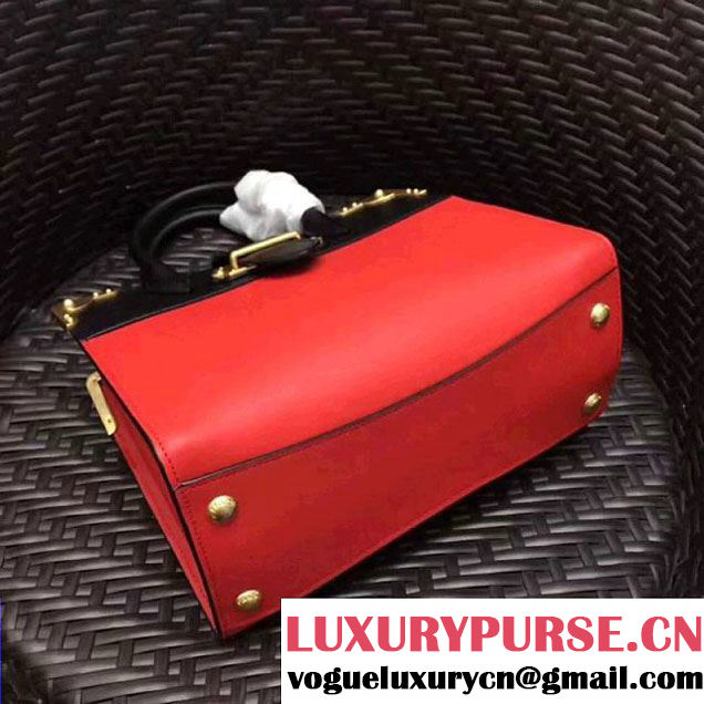 Prada Cahier Leather Tote Bag 1BA050 Black/Red 2017 (GYF-7120838 )