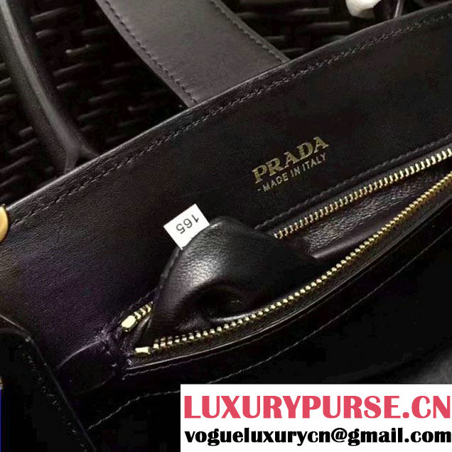 Prada Cahier Leather Tote Bag 1BA050 Black 2017 (GYF-7120836 )