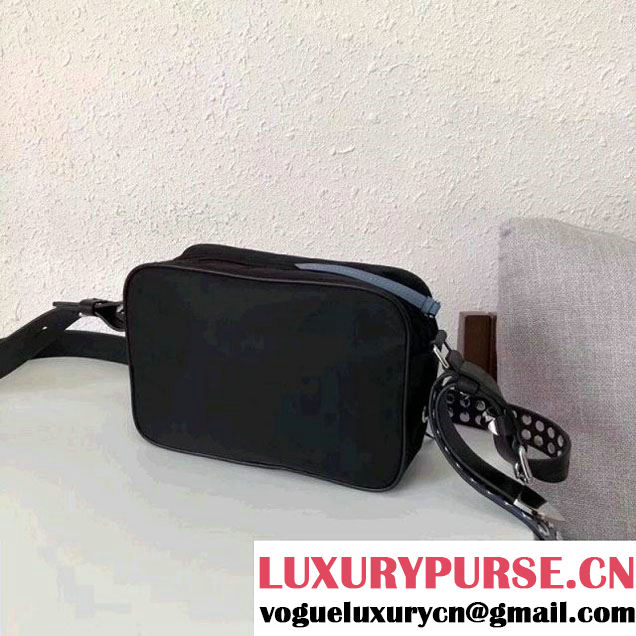Prada Studded Nylon Camera Bag Black/Blue Spring 2018 (GYF-8011232 )