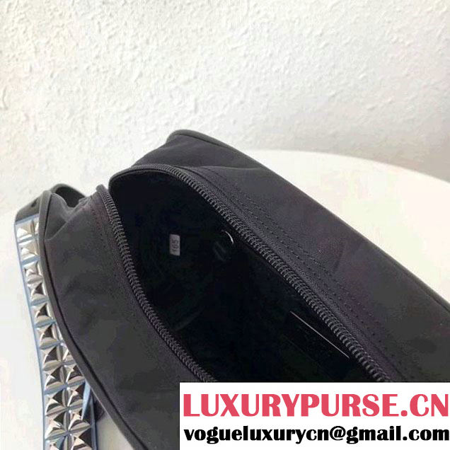 Prada Studded Nylon Camera Bag Black/Blue Spring 2018 (GYF-8011232 )