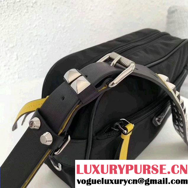 Prada Studded Nylon Camera Bag Black/Yellow Spring 2018 (GYF-8011231 )