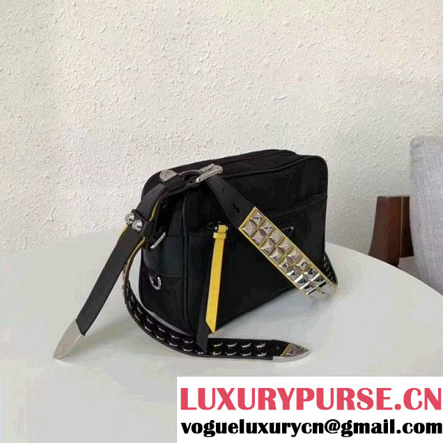 Prada Studded Nylon Camera Bag Black/Yellow Spring 2018 (GYF-8011231 )