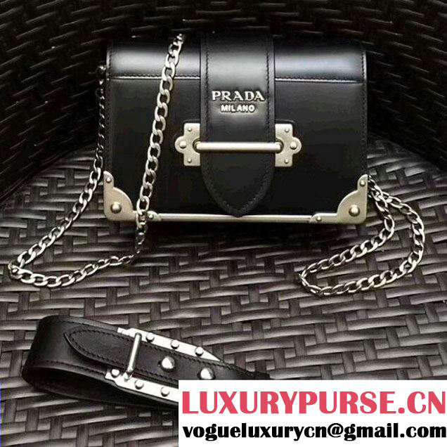 Prada Cahier Leather Clutch Bag 1BH018 Black 2018 (GYF-8011225 )