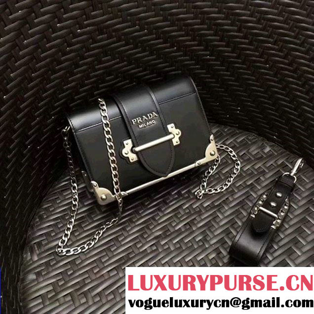 Prada Cahier Leather Clutch Bag 1BH018 Black 2018 (GYF-8011225 )