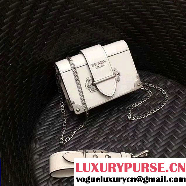 Prada Cahier Leather Clutch Bag 1BH018 White 2018 (GYF-8011223 )