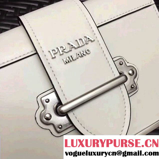 Prada Cahier Leather Clutch Bag 1BH018 White 2018 (GYF-8011223 )
