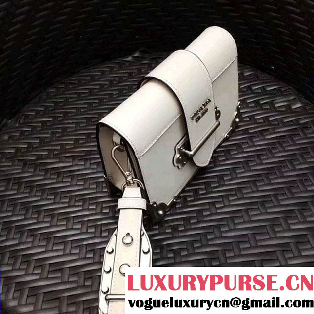 Prada Cahier Leather Clutch Bag 1BH018 White 2018 (GYF-8011223 )