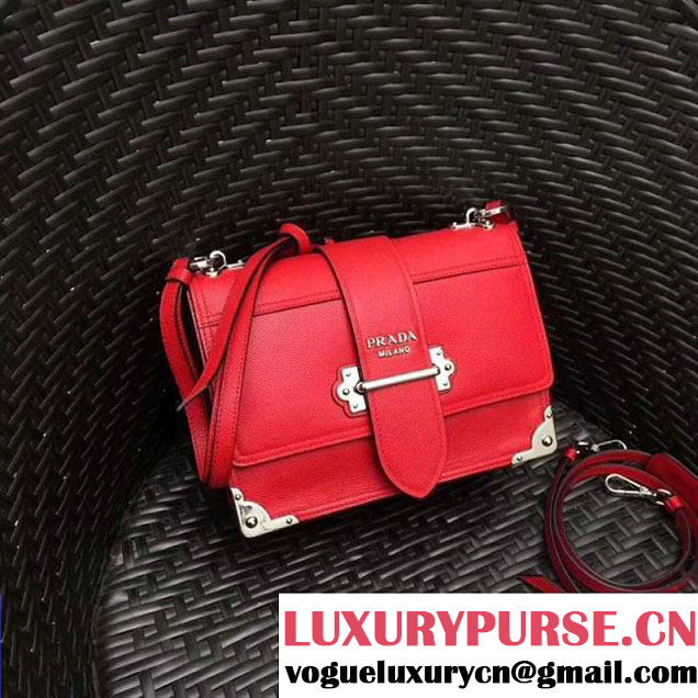 Prada Cahier Leather Shoulder Bag 1BD095 Red 2018 (GYF-8011222 )