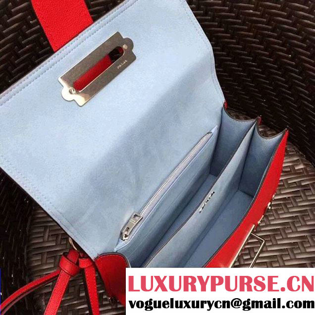 Prada Cahier Leather Shoulder Bag 1BD095 Red 2018 (GYF-8011222 )
