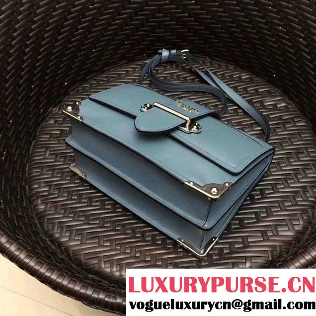 Prada Cahier Leather Shoulder Bag 1BD095 Blue 2018 (GYF-8011221 )