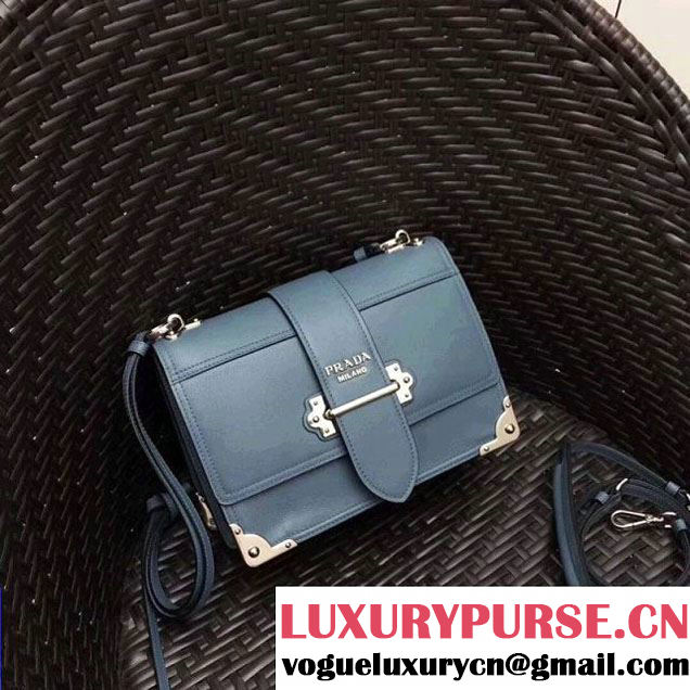 Prada Cahier Leather Shoulder Bag 1BD095 Blue 2018 (GYF-8011221 )