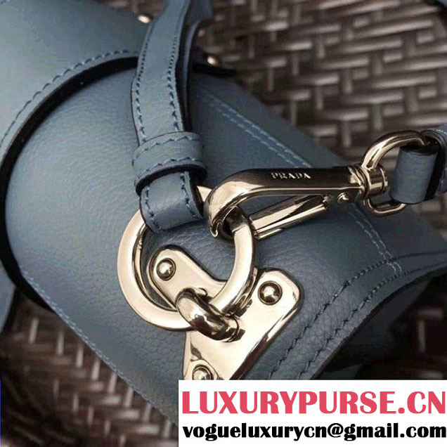 Prada Cahier Leather Shoulder Bag 1BD095 Blue 2018 (GYF-8011221 )