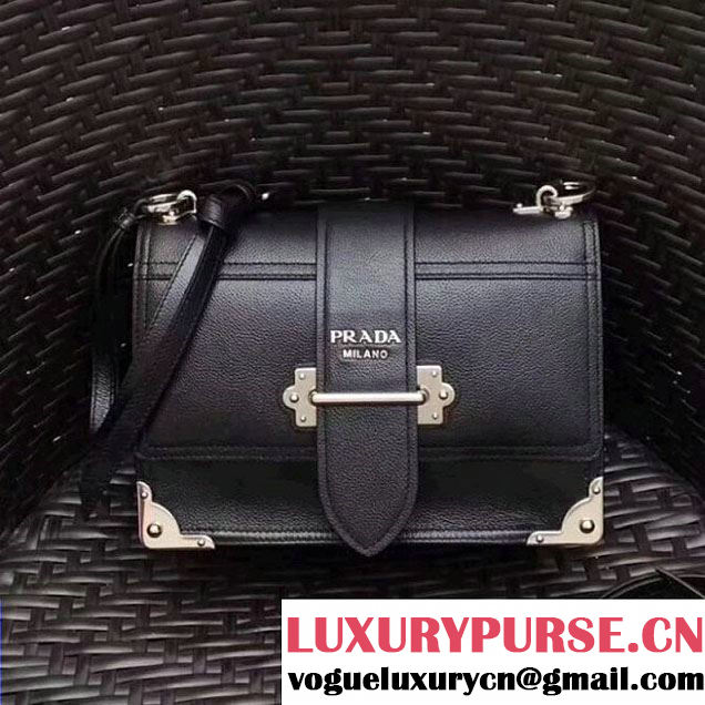 Prada Cahier Leather Shoulder Bag 1BD095 Black 2018 (GYF-8011220 )