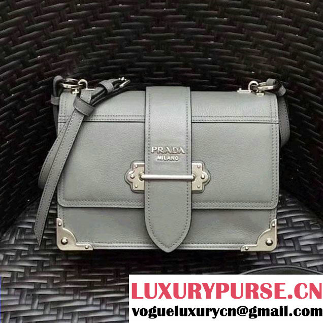 Prada Cahier Leather Shoulder Bag 1BD095 Grey 2018 (GYF-8011219 )