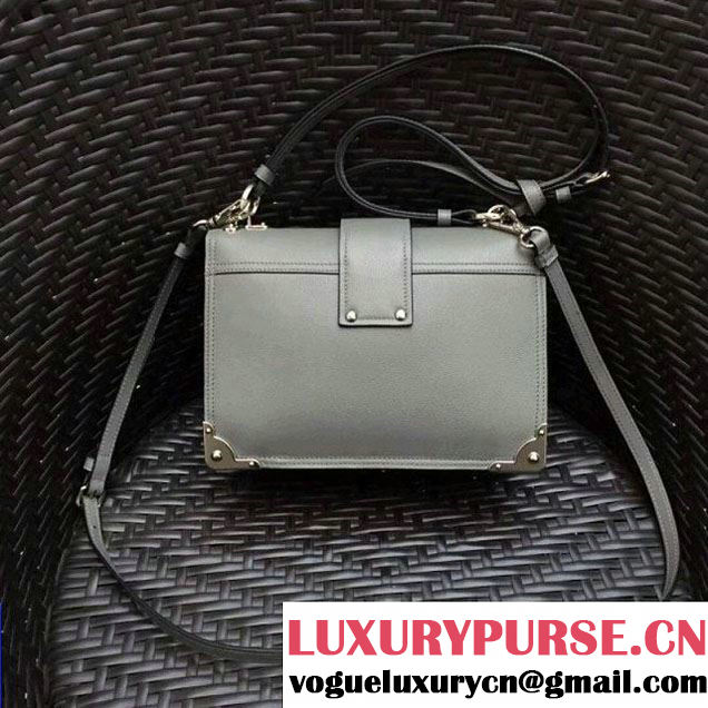 Prada Cahier Leather Shoulder Bag 1BD095 Grey 2018 (GYF-8011219 )