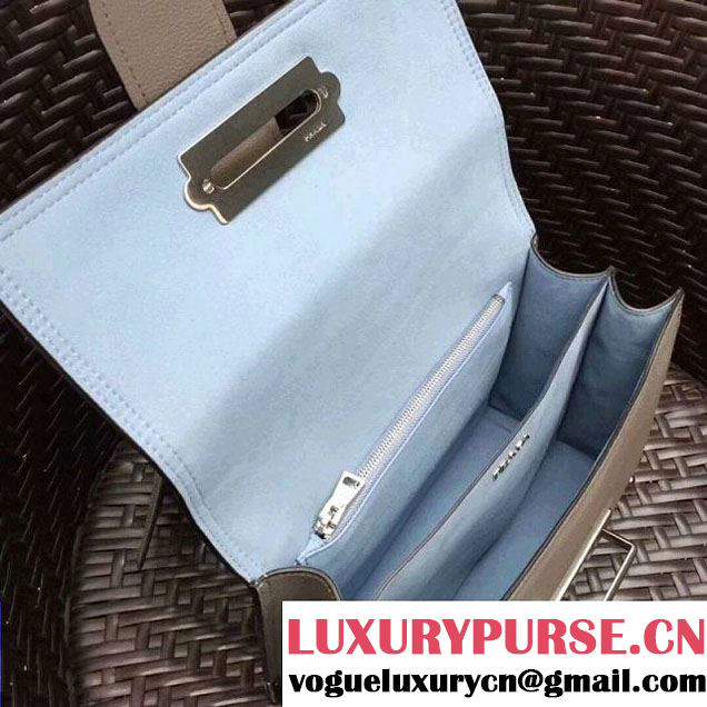 Prada Cahier Leather Shoulder Bag 1BD095 Grey 2018 (GYF-8011219 )