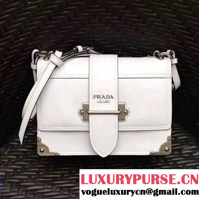 Prada Cahier Leather Shoulder Bag 1BD095 White 2018 (GYF-8011218 )