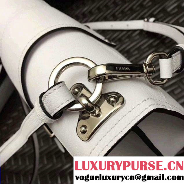 Prada Cahier Leather Shoulder Bag 1BD095 White 2018 (GYF-8011218 )