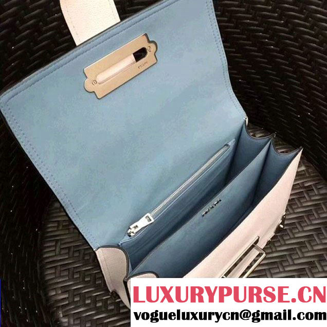 Prada Cahier Leather Shoulder Bag 1BD095 White 2018 (GYF-8011218 )