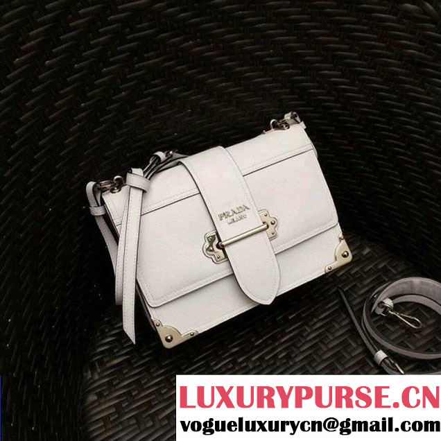 Prada Cahier Leather Shoulder Bag 1BD095 White 2018 (GYF-8011218 )