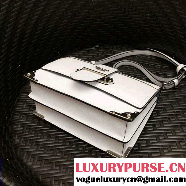 Prada Cahier Leather Shoulder Bag 1BD095 White 2018 (GYF-8011218 )