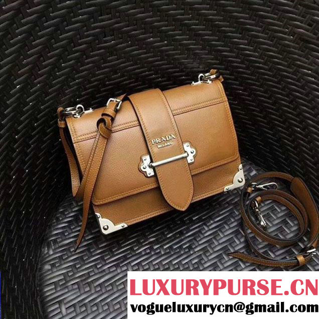 Prada Cahier Leather Shoulder Bag 1BD095 Brown 2018 (GYF-8011217 )
