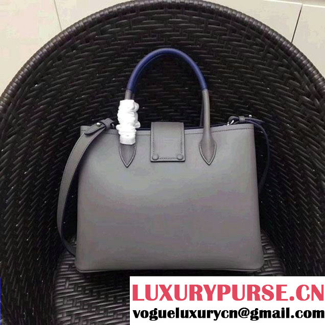 Prada Calfskin Top Handle Tote Bag 1BG148 Grey/Blue Resort 2018 (GYF-8011227 )