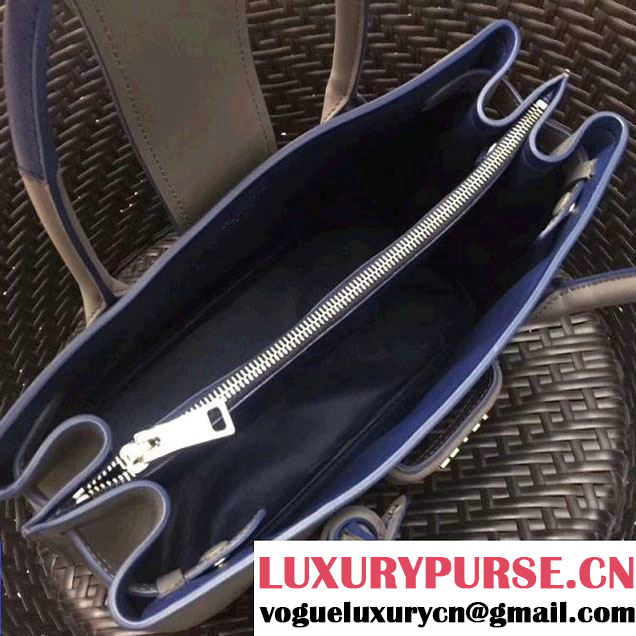 Prada Calfskin Top Handle Tote Bag 1BG148 Grey/Blue Resort 2018 (GYF-8011227 )