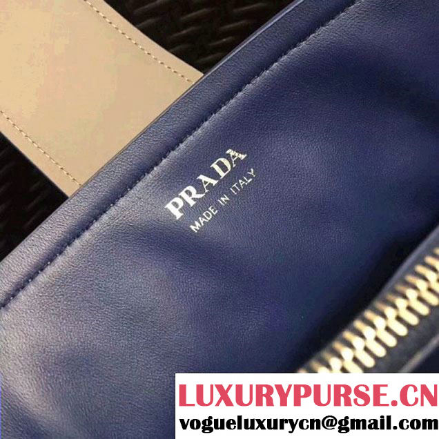 Prada Calfskin Top Handle Tote Bag 1BG148 Grey/Blue Resort 2018 (GYF-8011227 )