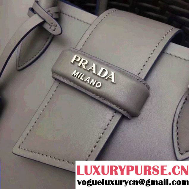 Prada Calfskin Top Handle Tote Bag 1BG148 Grey/Blue Resort 2018 (GYF-8011227 )