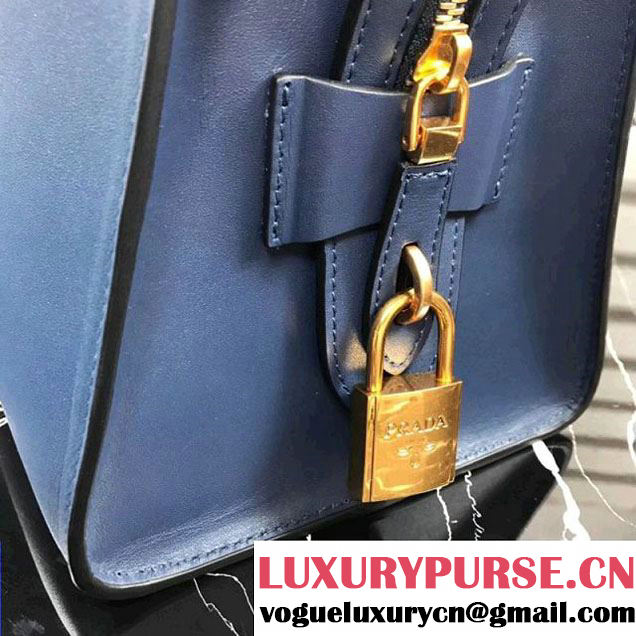 Prada Esplanade Saffiano and Calf Leather Bag With Embellishments 1BA046 Navy Blue 2017 (XDPJ-8011723 )