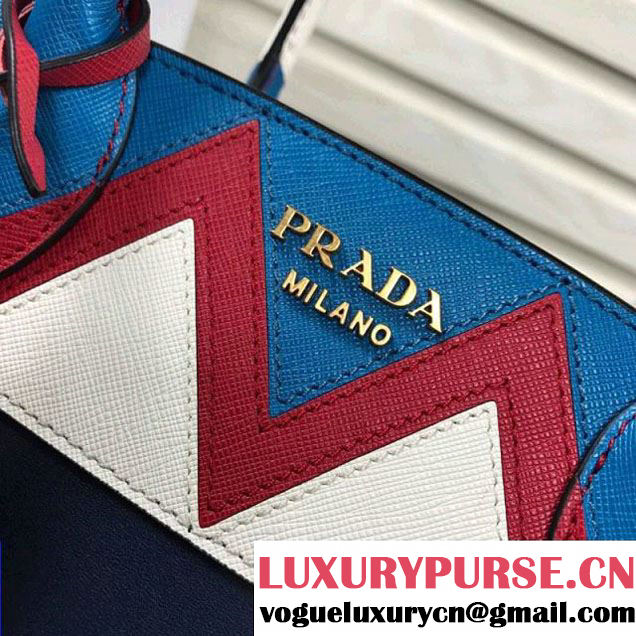 Prada Esplanade Saffiano and Calf Leather Bag With Embellishments 1BA046 Navy Blue 2017 (XDPJ-8011723 )