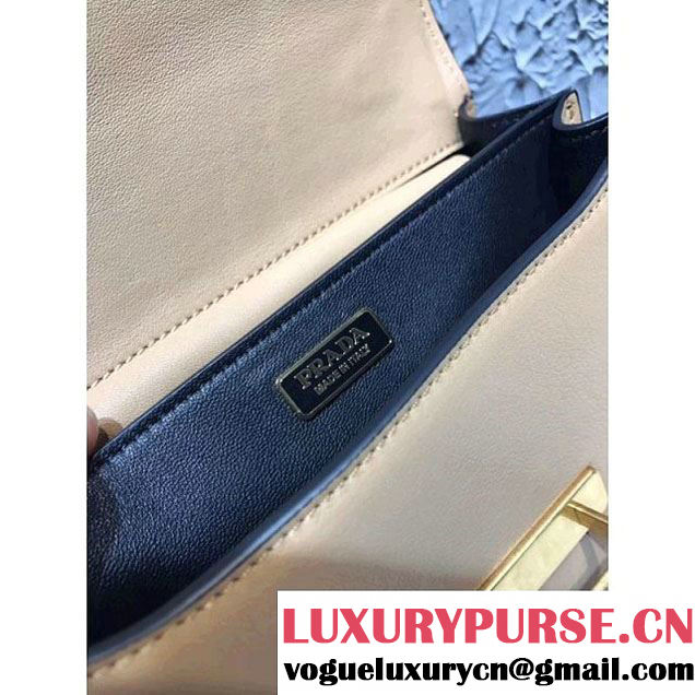 Prada 1BD045 Calf Leather Cashier Bag Beige/Black 2017 (Prada-8011724 )