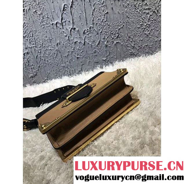 Prada 1BD045 Calf Leather Cashier Bag Beige/Black 2017 (Prada-8011724 )