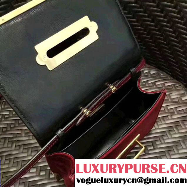 Prada 1BH018 Velvet Cahier Bag With Metal Details Burgundy (GYF-8011722 )