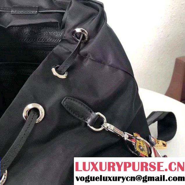 Prada Studded Nylon Backpack Bag Black/Yellow Spring 2018 (GYF-8012708 )