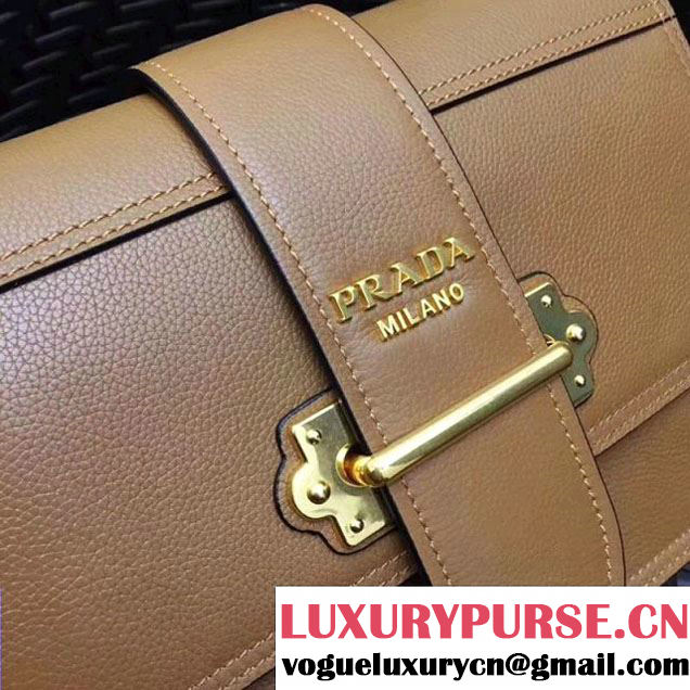 Prada Cahier Leather Shoulder Bag 1BD095 Brown 2018(Gold-tone Metal) (GYF-8012703 )
