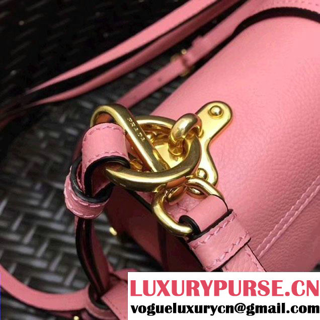 Prada Cahier Leather Shoulder Bag 1BD095 Pink 2018(Gold-tone Metal) (GYF-8012702 )