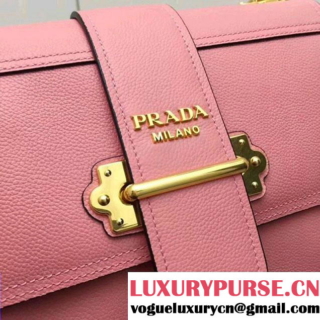 Prada Cahier Leather Shoulder Bag 1BD095 Pink 2018(Gold-tone Metal) (GYF-8012702 )