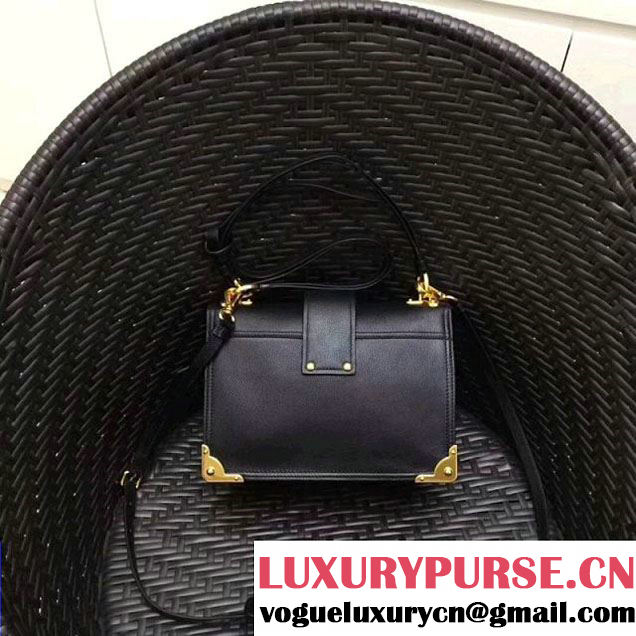 Prada Cahier Leather Shoulder Bag 1BD095 Black 2018(Gold-tone Metal) (GYF-8012701 )