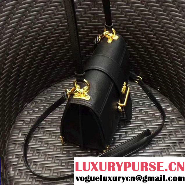 Prada Cahier Leather Shoulder Bag 1BD095 Black 2018(Gold-tone Metal) (GYF-8012701 )